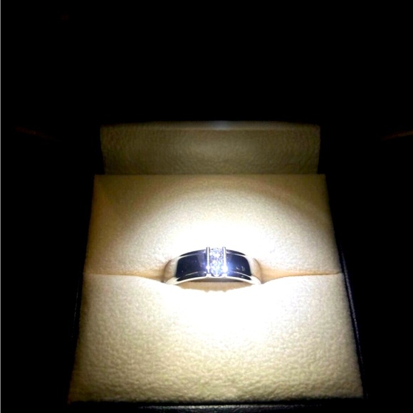 Angara Channel Grooved Diamond Two Stone Men’s Wedding Band in Platinum Size 11 - Picture 1 of 8